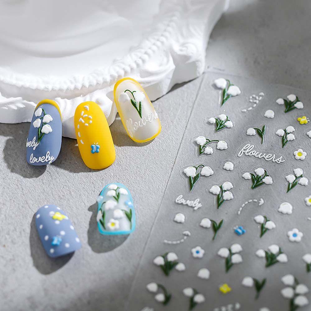 Miếng Dán Trang Trí Móng Tay In Chữ Tiếng Anh / Hoa Lan / Chuông Thời Trang