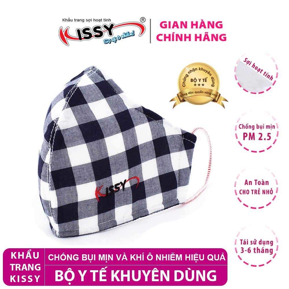 Khẩu trang cao cấp Kissy 100% chính hãng - Caro đen trắng - Khẩu trang nam size L