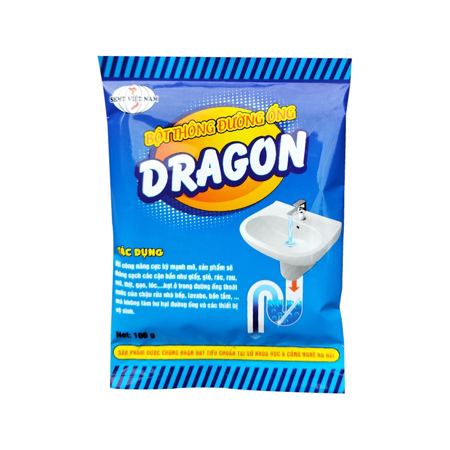 Bột Thông Tắc Cống Cực Mạnh DRAGON, Thông Tắc Bồn Cầu, Đường Ống, Bồn Rửa Mặt, Giá Gốc Nhà Máy