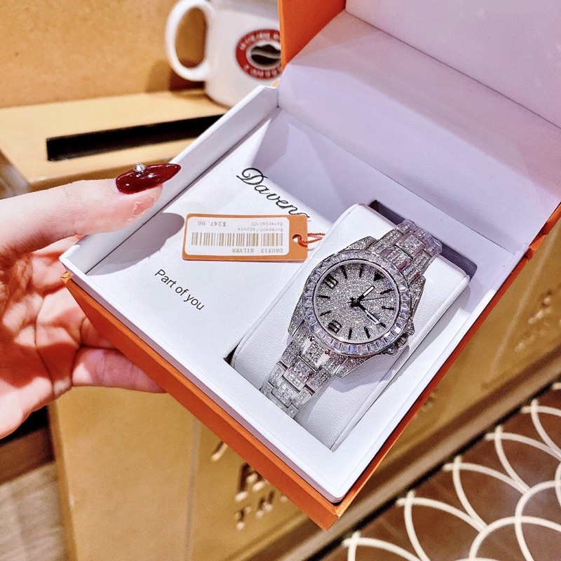 Fullbox bảo hành 12 tháng, Đồng hồ nữ Davenaa đính đá cực đẹp LUTOS WATCH
