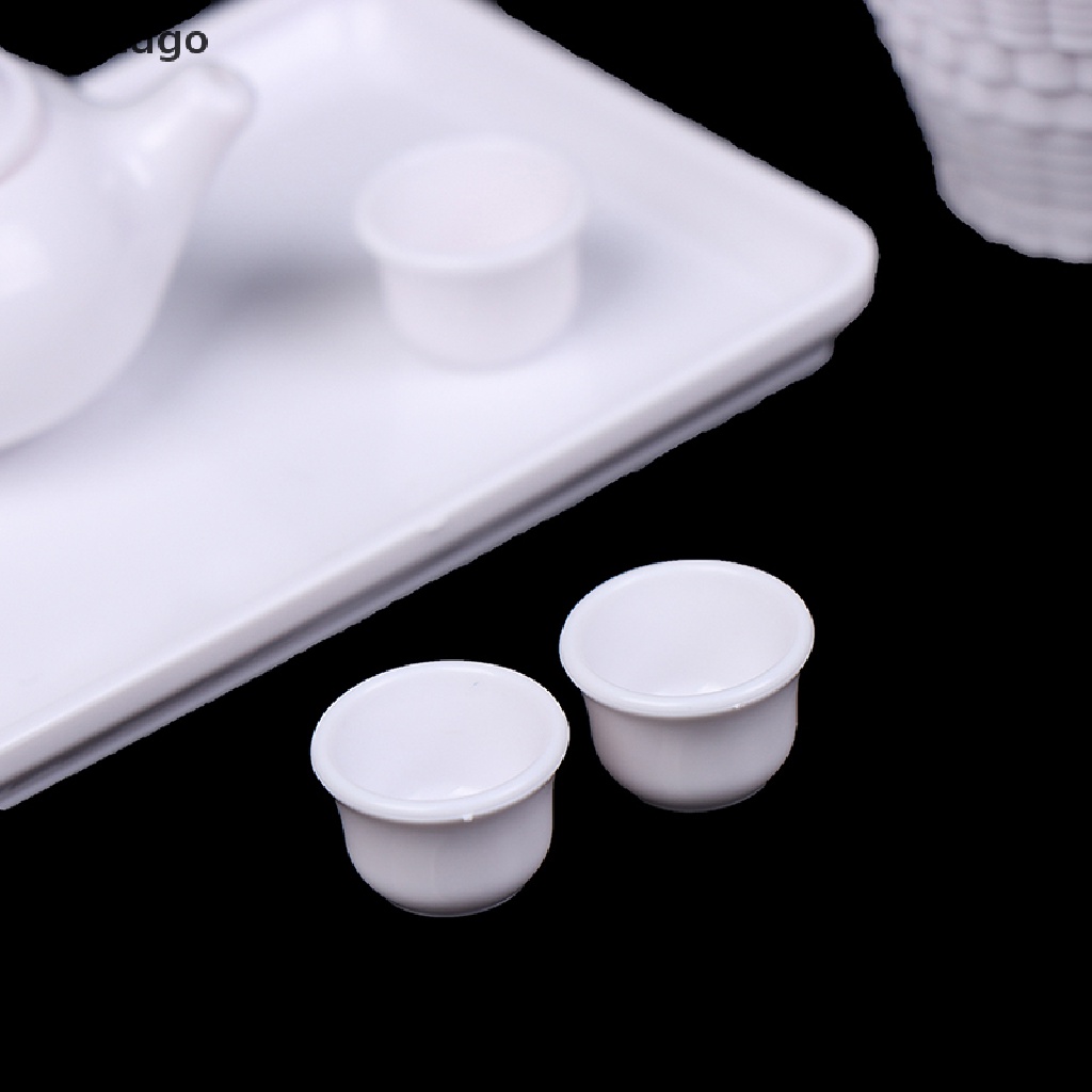 Set 6 mô hình khay đựng ấm trà kèm xô tỉ lệ 1:12 trang trí nhà búp bê