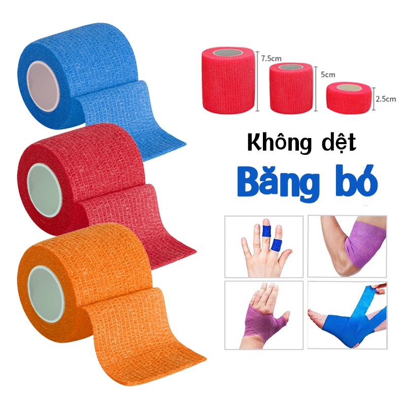 Băng keo thể thao đá bóng, Băng keo thể thao vải tự dính,cuốn bó gối dán cơ thể thao cổ tay, ngón tay, cổ chân