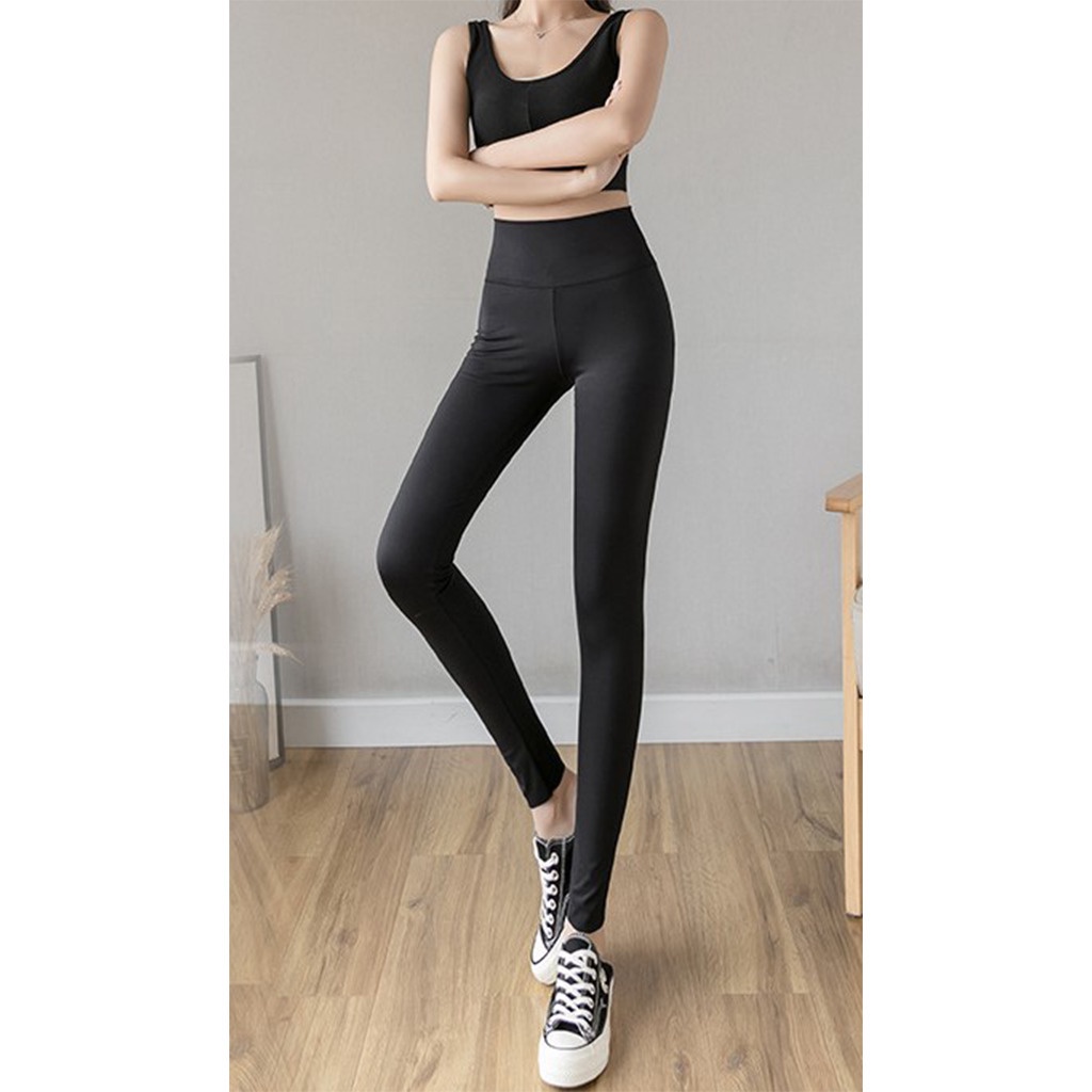 Quần legging nữ dài cạp cao bản to vải cotton co giãn ôm bó Geleva GE947