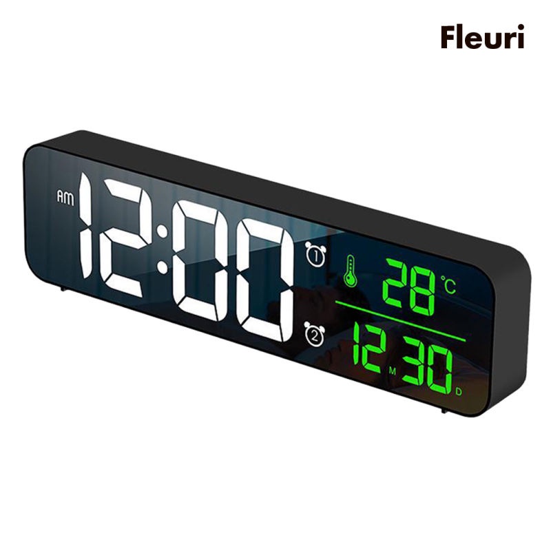 Đồng hồ báo thức để bàn mặt gương có đèn LED