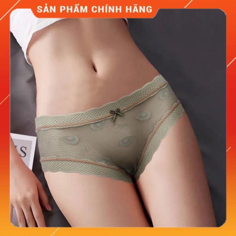 Quần Lót Nữ ❤️ Quần Lót Su Ren Xuyên Thấu Mềm Mại Thoáng Mát Đính Nơ 3226
