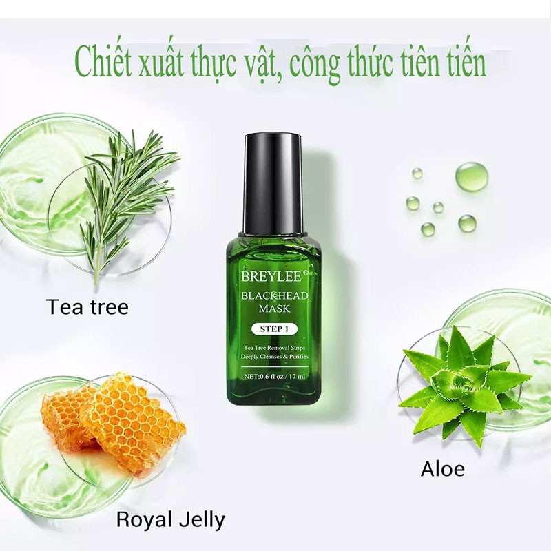 BREYLEE Step 1 Tinh Chất Lột Mụn Loại Bỏ Mụn Cám/Mụn Đầu Đen Chiết Xuất Cây Trà 17ml
