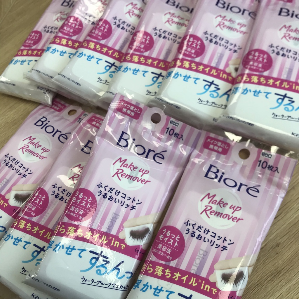 Khăn giấy ướt tẩy trang biore Make Up Remover Cleansing Cotton Rich Moisture - khăn tẩy trang dưỡng ẩm hiệu quả