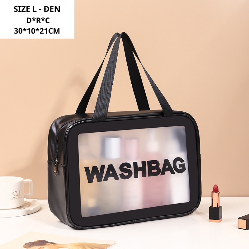 Túi Đựng Mỹ Phẩm Trong Suốt WASH BAG Chống Nước, Có Tay Cầm Dễ Dàng Mang Theo TD31
