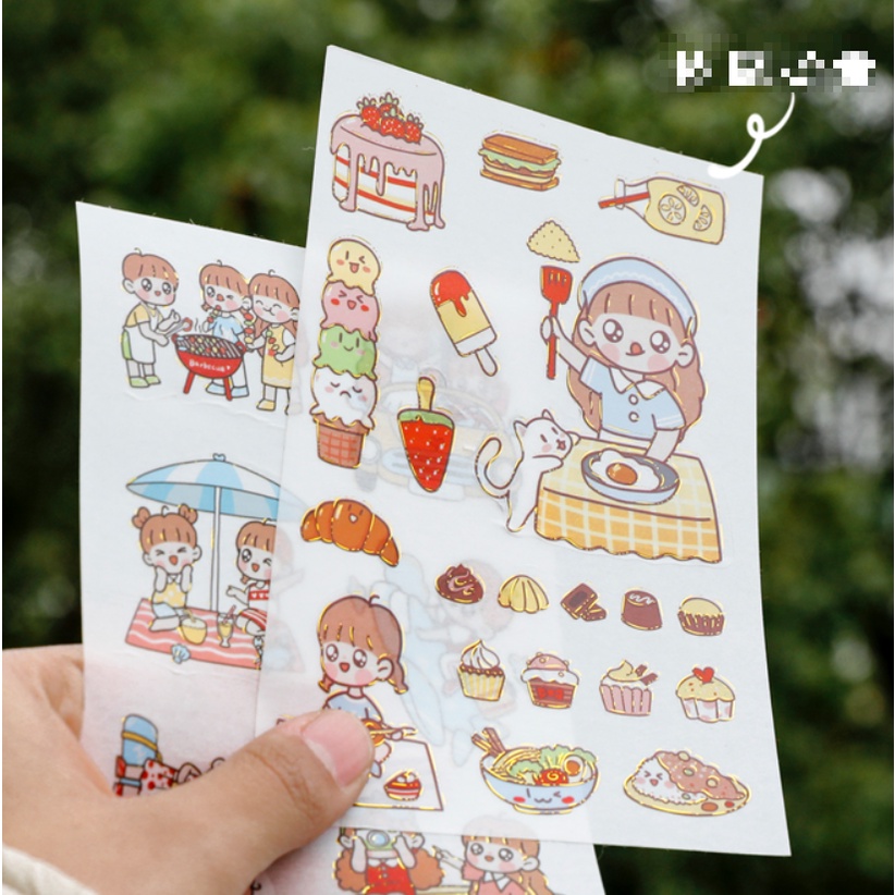 [Hàng mới về] Tấm dán Sticker Cô Bé Tóc Xoăn với nhiều hoạt động