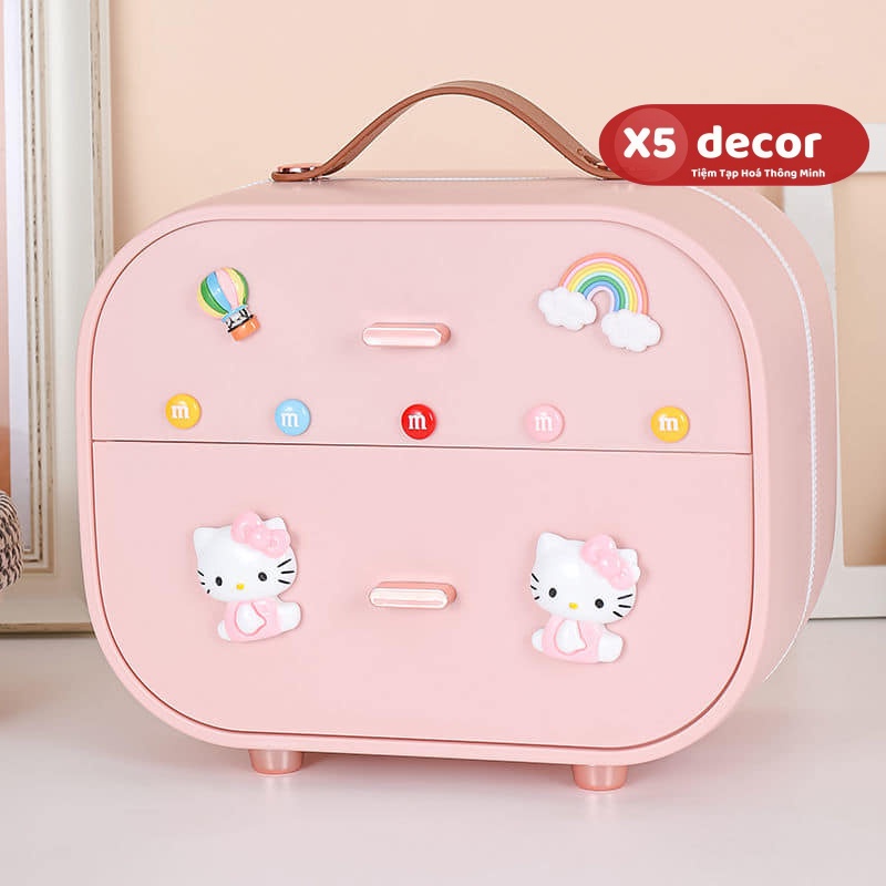 Tủ Đựng Đồ Đa Năng Để Bàn - Có Ticker 3D Nổi - Đựng Đồ Bé Gái, Tủ Trang Điểm, Kẹp Tóc