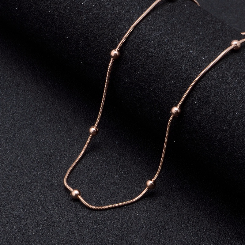 Dây Chuyền Thép Titan Mạ Vàng 18K Đính Hạt Tròn Phong Cách Mới