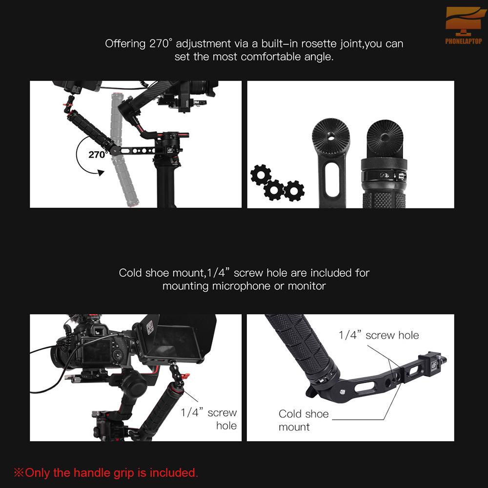 Lapt DF DIGITALFOTO Adjustable Gimbal Handle Rubber Stabilizer Handle Grip with 1/4 Inch Screw Hole Cold Shoe Mount Mini Ball Head Photography Accessory Replacement for DJI RS2 & RSC2