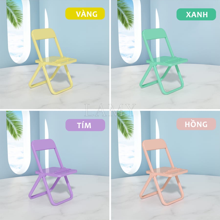 Giá đỡ điện thoại hình ghế đẩu có thể gấp gọn để bàn đa chức năng nhiều màu