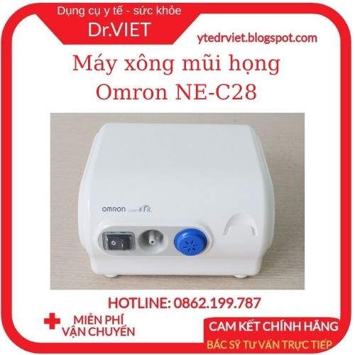 Máy xông mũi họng Omron NE-C28 - Cải thiện hệ hô hấp, giảm nghẹt mũi, ho, an toàn cho trẻ,bảo hành 2 năm-DrViet