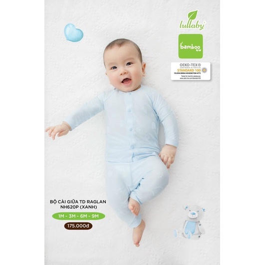 Bộ Lullaby cài thẳng sợi tre dài tay cao cấp size 1-3m/3-6m