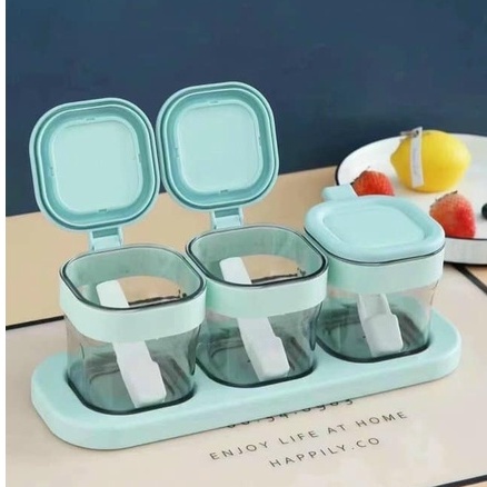 Bộ 3 Hũ Đựng Gia Vị 7043 Cao Cấp Sang Trọng Chắc Chắn