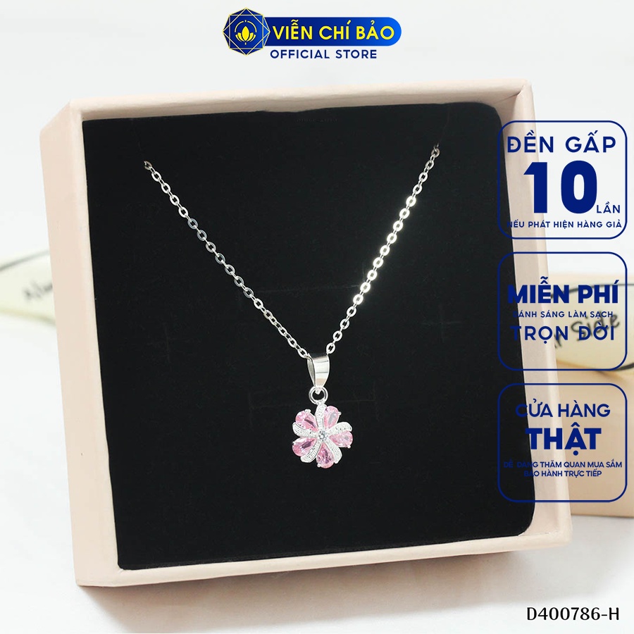 Dây chuyền bạc nữ mặt hoa bách nhật - Hồng chất liệu bạc 925 thời trang phụ kiện trang sức viễn Chí Bảo D400786-H