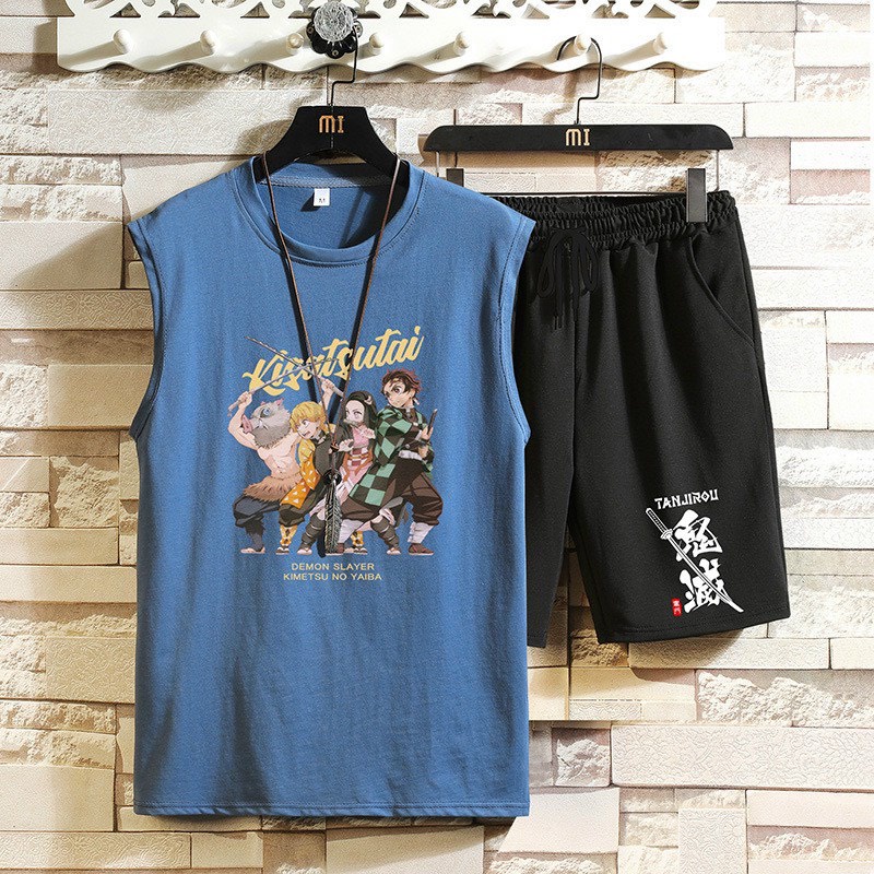 Set đồ tank top họa tiết hoạt hình siêu xinh chất lượng chất vải cotton mịn màng thấm hút mồ hôi chất lượng