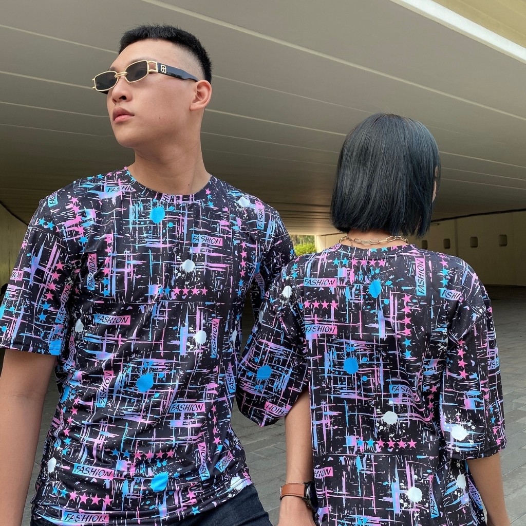 Áo Thun Tay Lỡ Dáng Áo Unisex Phông Rộng Cổ Tròn Áo Đôi Nam Nữ Ép Nhiệt Freesize Ảnh Thật