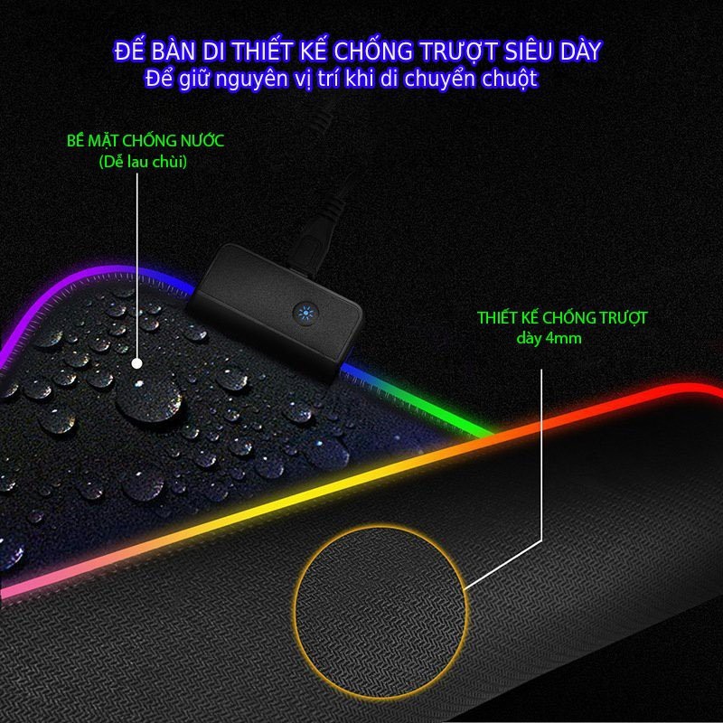 Bàn di chuột RGB gaming lớn dài đẹp giá rẻ khổ 300x800x4mm Designed by Asus