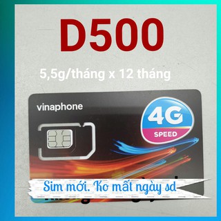 Sim 4g Vinaphone D500_ D500K - 5,5gb/tháng trọn gói 1 năm