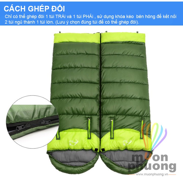 [FRSHIP 70K] Túi ngủ cao cấp Wind Tour 1,3 - 1,6kg ghép túi ngủ đôi văn phòng du lịch cắm trại- [MUÔN PHƯƠNG SHOP]