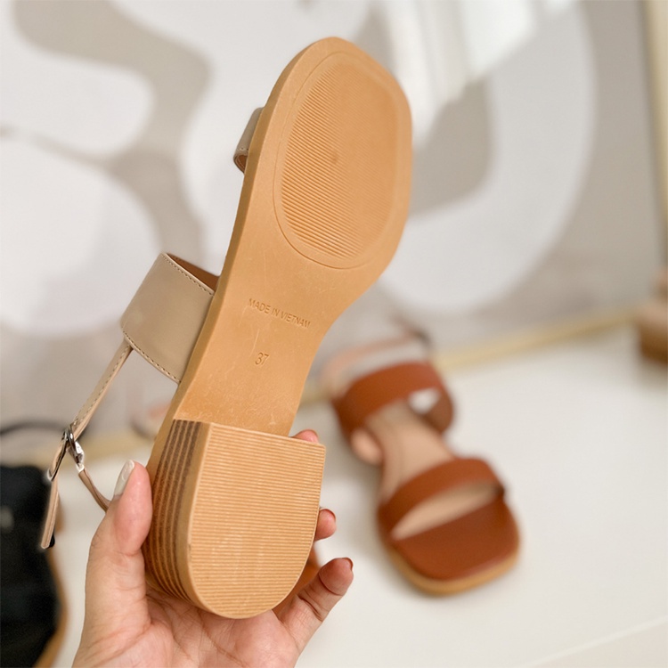 Giày Xăng Đan Nữ JOTI Felicia Sandals 3305VN3 - Mũi Vuông Quai Hậu Đế Thấp Cao 3cm Da Mờ - Mang Du Lịch Dạo Phố