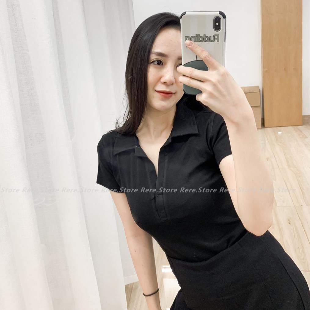 Áo Polo Body Cổ Tim Cộc Tay Nữ - Rere.Store [FREESHIP] - Phông trơn dáng ôm cổ chữ V thiết kế basic Ulzzang  ྇