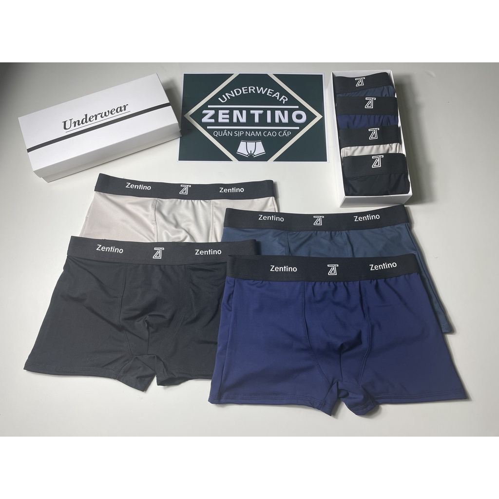 {Hot Sale} 4 Sịp nam ZENTINO cao cấp , vải thun lạnh 4 chiều, sịp đùi cao cấp kháng khuẩn, quần lót nam đẹp,quần lót nam