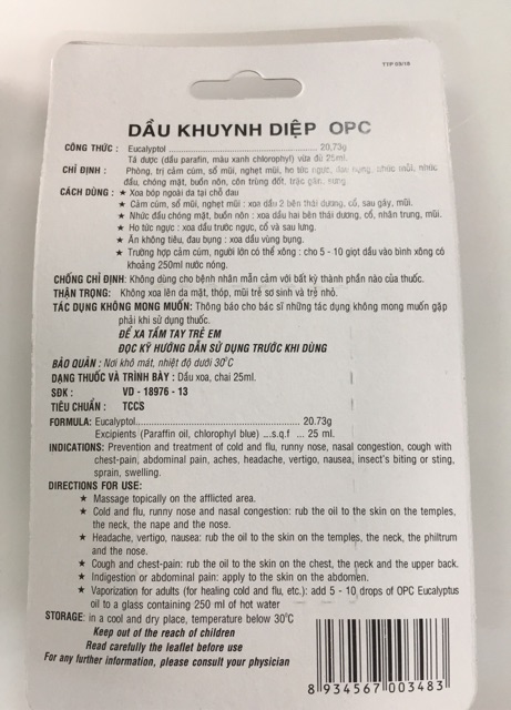 Dầu KHUYNH DIỆP OPC