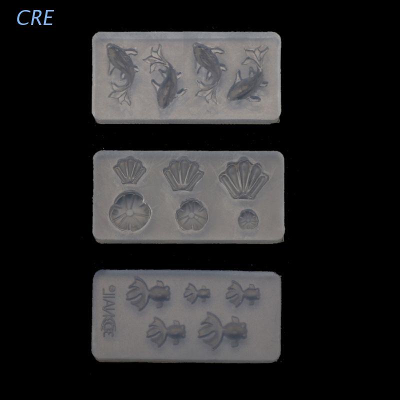 Set 3 Khuôn Làm Đồ Trang Sức Hình Hoa Sen/Cá Vàng Mini Bằng Nhựa Resin DIY