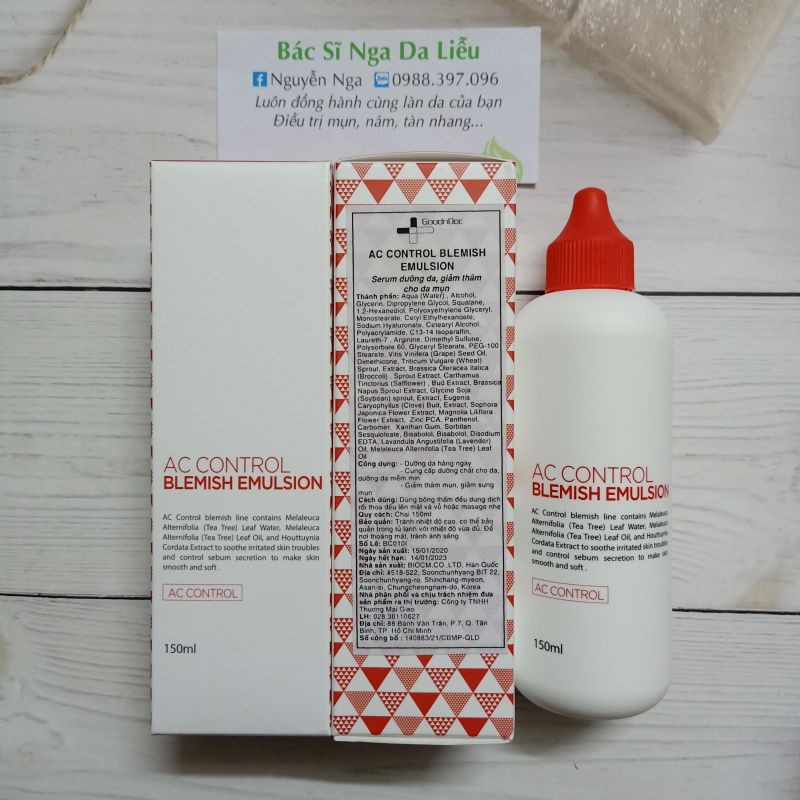 SERUM CÂN BẰNG DA, GIẢM SƯNG VIÊM GOODNDOC AC CONTROL BLEMISH EMULSION 150ml