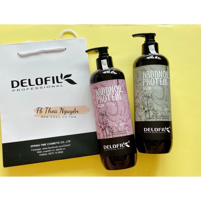 Delofil - Bộ dầu gội Arganoil Delofil phục hồi hư tổn, mềm mượt trị gàu & giảm gãy rụng