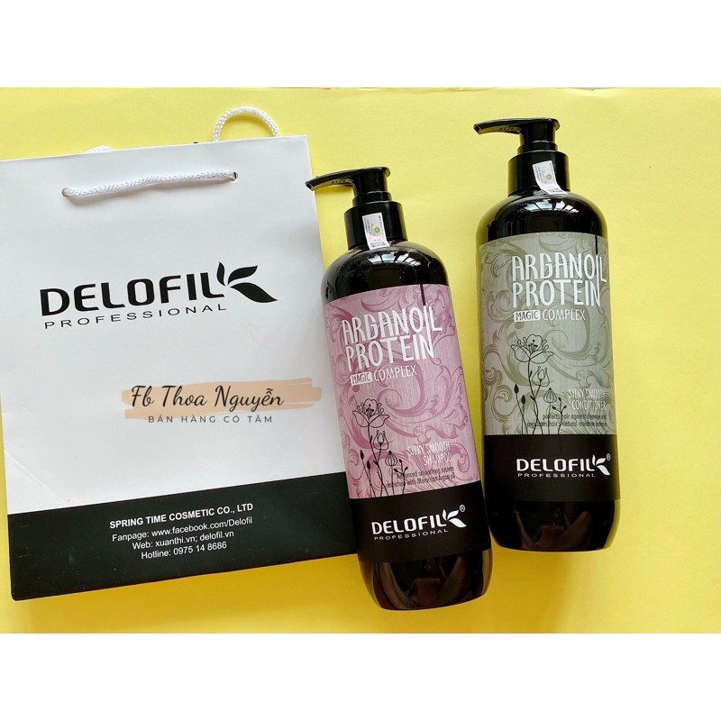 ✅[CHÍNH HÃNG] Bộ dầu gội Arganoil Delofil phục hồi hư tổn, mềm mượt trj gàu &amp; giảm gãy rụng 800ml