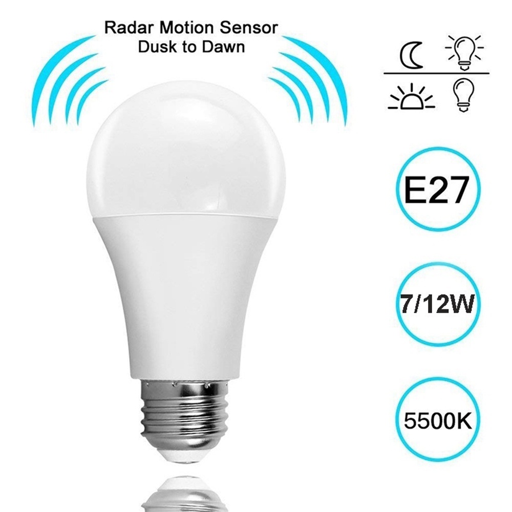 Bóng Đèn Cảm Biến Chuyển Động/Bóng Đèn Thông Minh Đèn Ngủ Led Radar Đế E27/Bóng Đèn Cảm Biến Chuyển Động Ngoài Trời Tự Động Bật/Tắt Cho Cầu Thang, Hành Lang, Đám Mây 1
