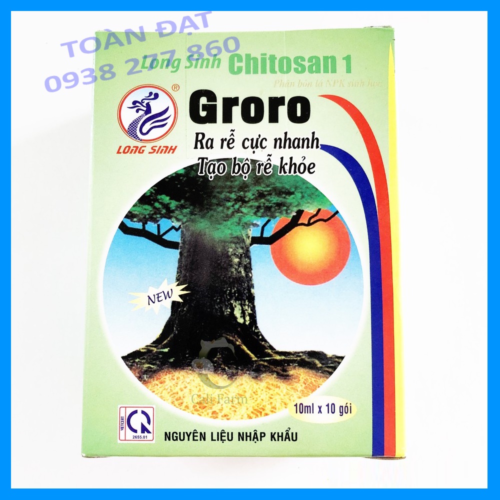 10 gói Groro Chitosan gói 10ml Phân bón kích ra rễ cực mạnh