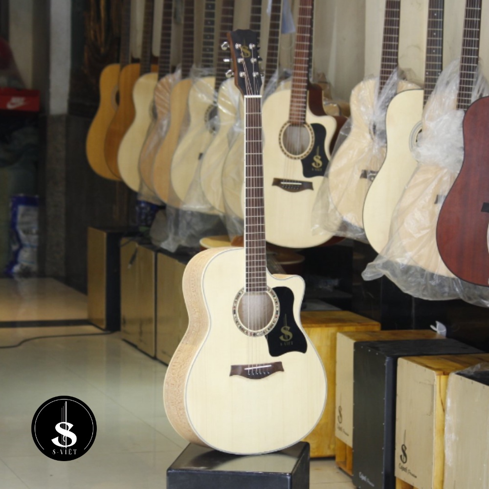 [Mã BMBAU300 giảm 10% đơn 499K] Đàn guitar acoustic cao cấp full gỗ thịt mã Custom-ES24 và Custom-ES32