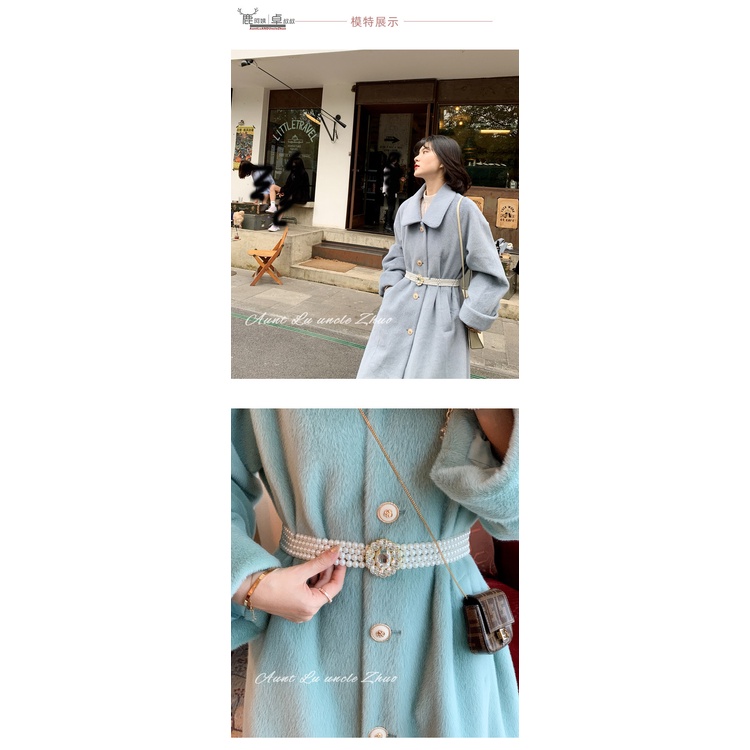 Thắt lưng nữ kết hạt trai bản 3cm co giãn, phong cách Vintage - 5 mặt khóa