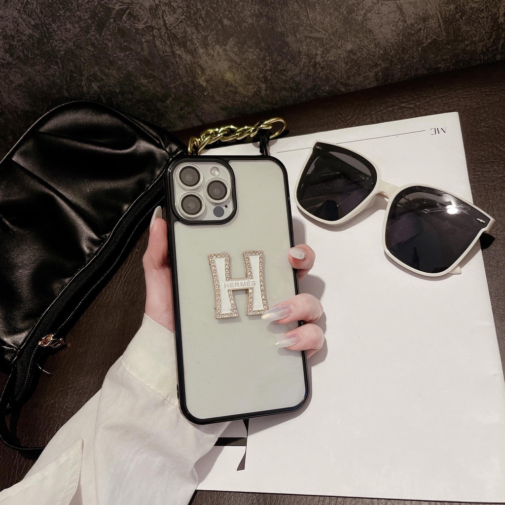 Ốp trong viền màu gắn chữ H đá nổi iphone 7plus/8plus/X/Xs/Xsmax/11/11pro/11promax/12/12pro/12promax/13/13pro/13promax