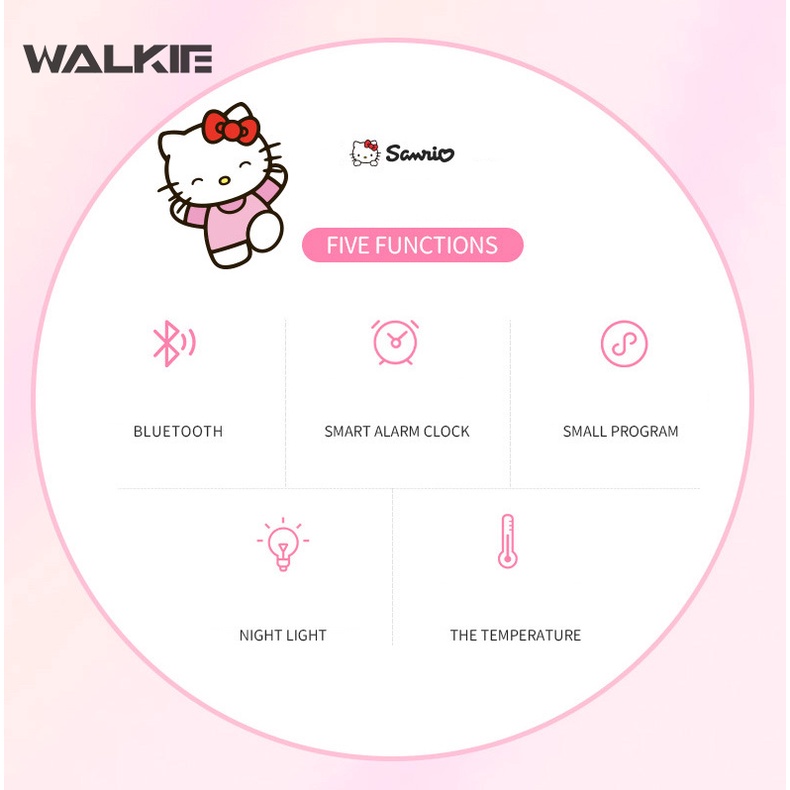 SANRIO Đồng Hồ Báo Thức Thông Minh Kết Nối Bluetooth Hình Mèo Kitty Có Đèn Led Đa Năng