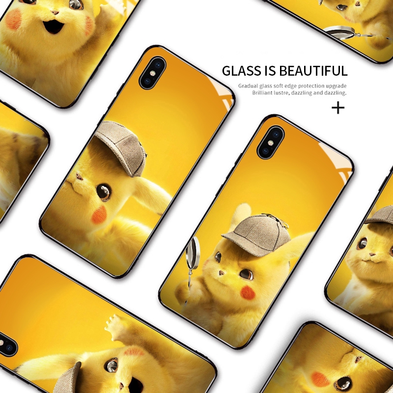 Pikachu Casing For ASUS Zenfone Max Pro M1 M2 ZB601KL ZB602KL ZB631KL ZB633KL Phone  Cute Cartoon  Glossy Tempered Glass Cover Pokemon Ốp điện thoại kính cường lực In Hình cứng Ốp lưng cho Case