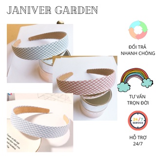 Bờm kẻ caro vintage, Cài tóc thời trang nữ xinh, bờm bản to vintage kẻ sọc
