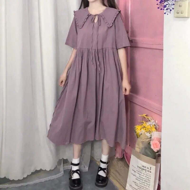 VÁY BABY DOLL, CỔ BÈO THẮT NƠ | BigBuy360 - bigbuy360.vn