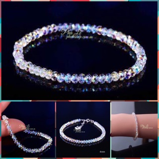 Vòng Tay Pha Lê Tròn Dẹp Nhỏ Xinh 04mm Được Thiết Kế Từ Pha Lê Swarovski