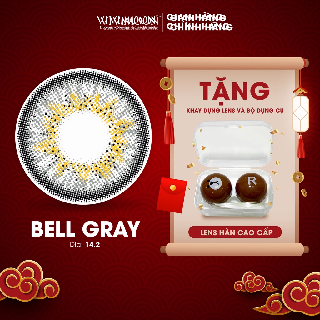 Kính Áp Tròng Cận Màu Xám Xanh VIVIMOON Bell Gray 14.5mm