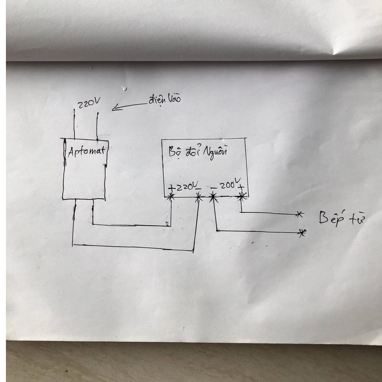 Đổi nguồn cho bếp từ nhật 220v ra 200v