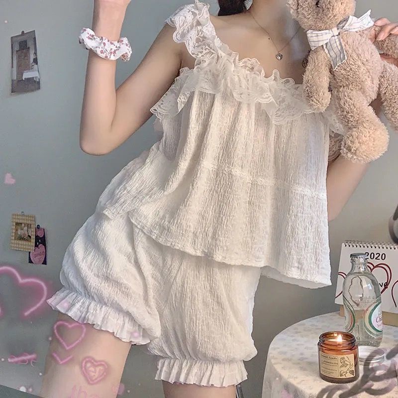 Bộ Đồ Ngủ Phong Cách Hàn Quốc Thời Trang Mùa Hè Cho Nữ | BigBuy360 - bigbuy360.vn