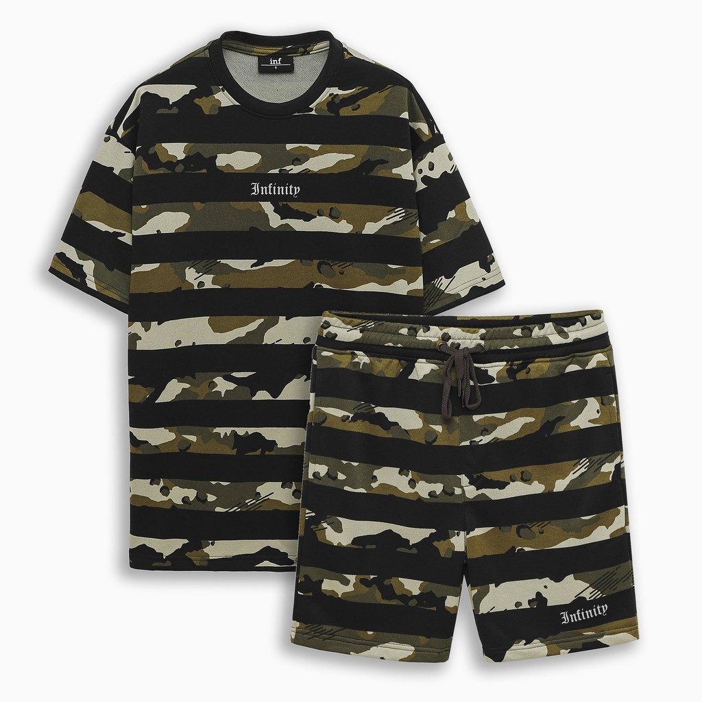 Set Bộ Áo Thun-Quần Đùi Họa Tiết Camo Thời Trang Cao Cấp , Chất Vải Thun Cotton thể Thao, INF SB000573 , SOMEHOWSTORE
