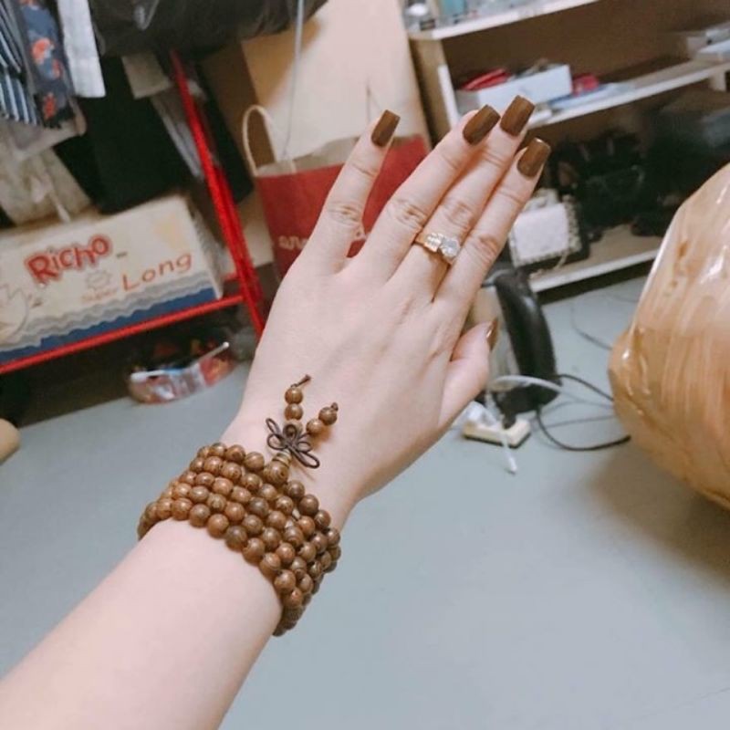 Chuỗi Tràng Hạt vòng Trầm Hương tâm an thanh tịnh size 6mm và 8mm