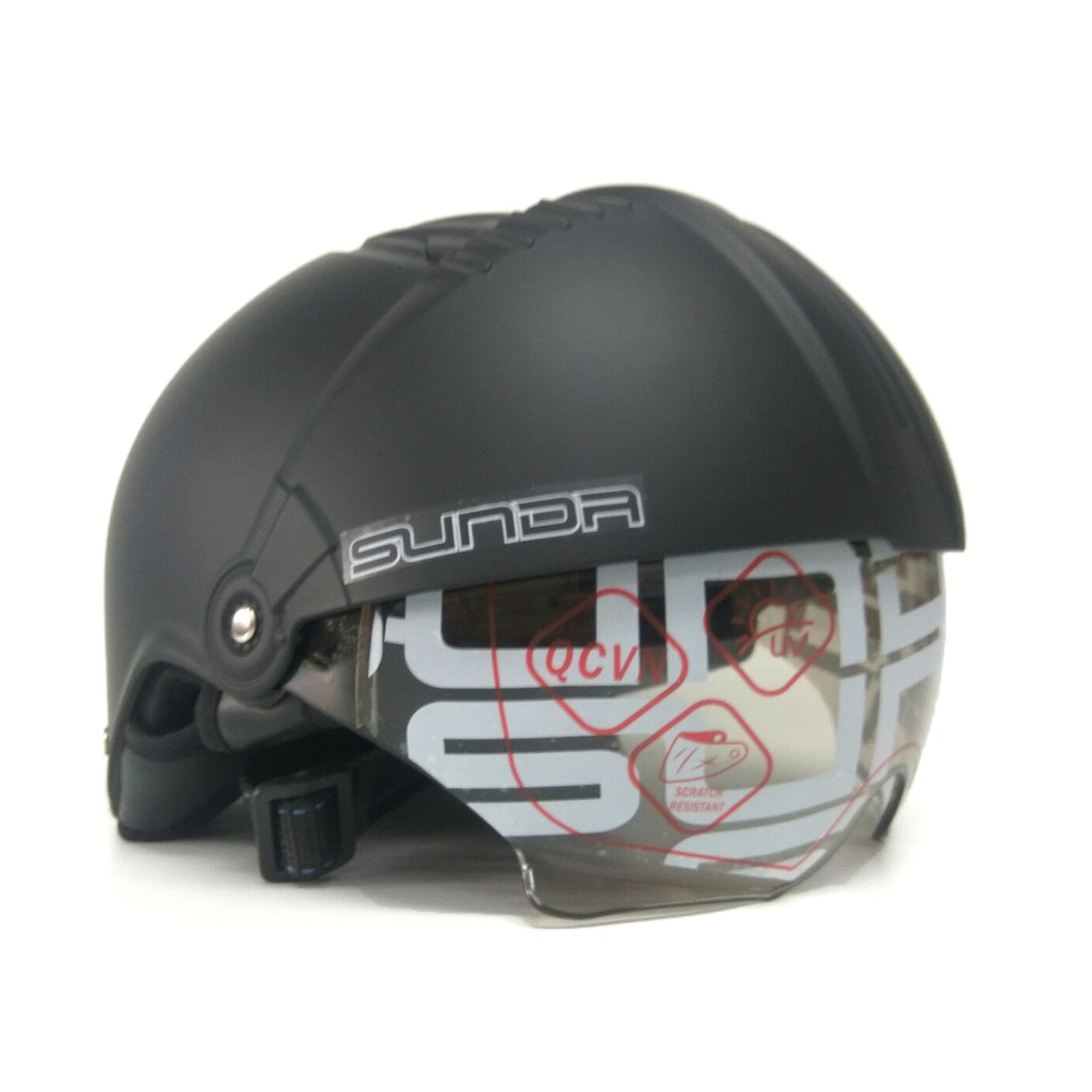 Mũ bảo hiểm nửa đầu SUNDA 135D giấu kính tháo lót tiện lợi thời trang